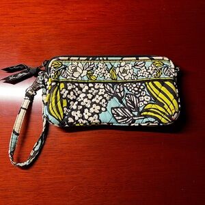 Vera Bradley Turquoise and Yellow Floral Wristlet